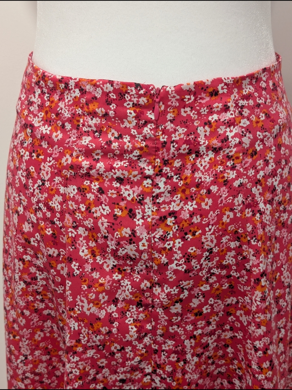 Dynamite Satin Floral Midi Skirt with Side Slit - Bright Pink - Picture 6 of 10